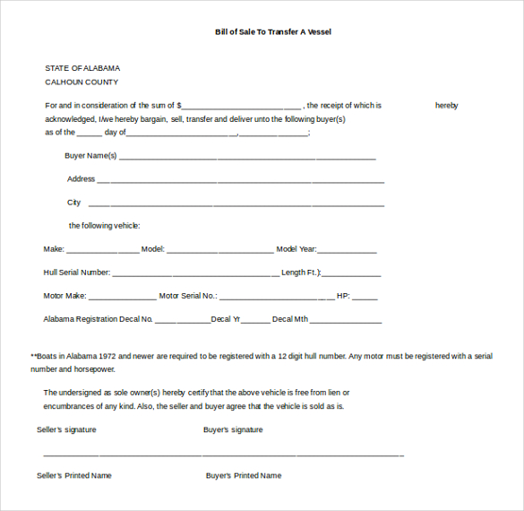 Free Louisiana RV Bill of Sale Form Template - Download in Word