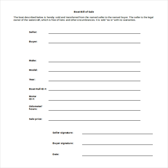 bill boat form sale of & Templates of  Bill Free 10  Sale Microsoft Word  Templates Premium