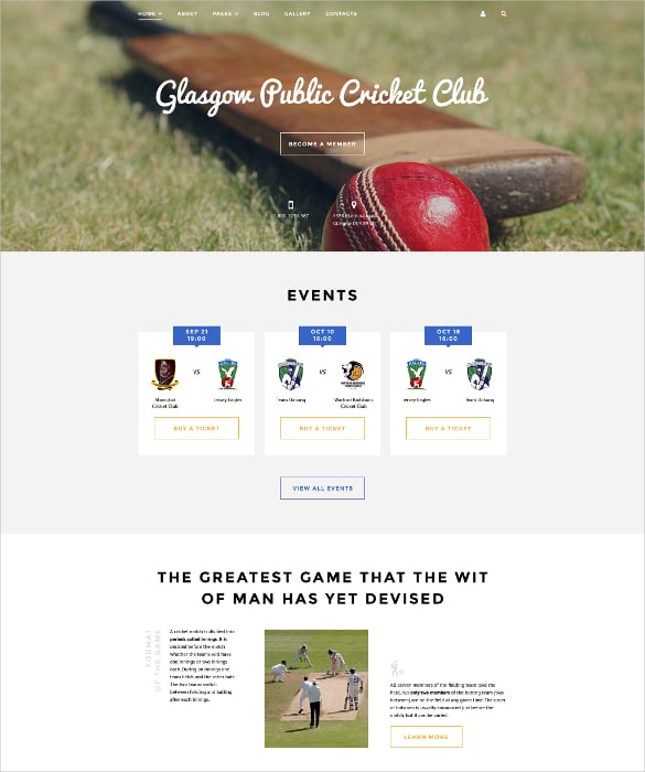 cricket club joomla template