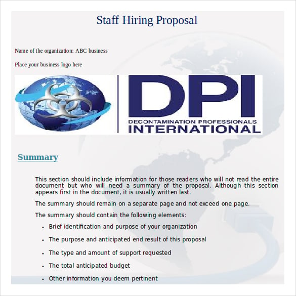 word format staff hiring proposal template free download