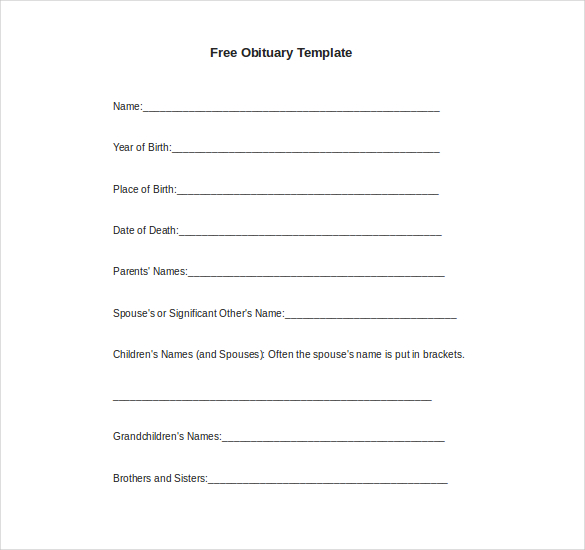 free microsoft word obituary template