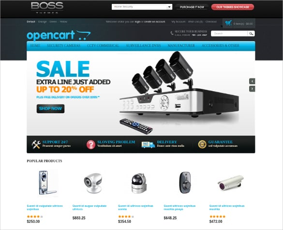 home security responsive opencart theme