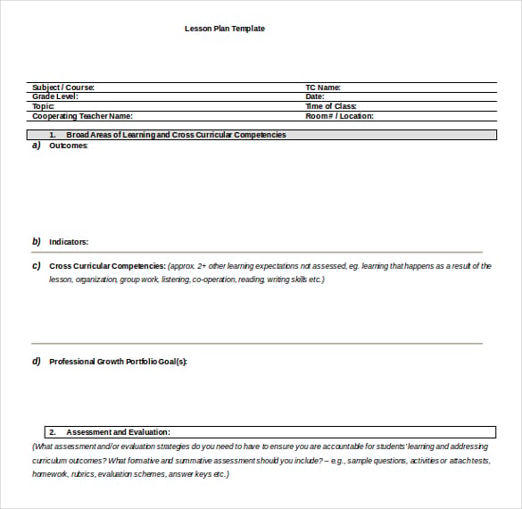 ms word format extensive lesson plan template free download