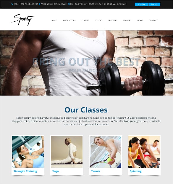 sporty wordpress gym website theme