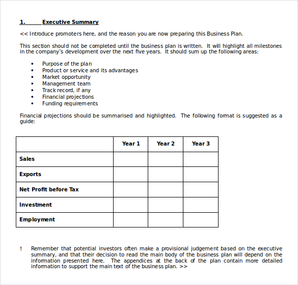 Template business plan microsoft