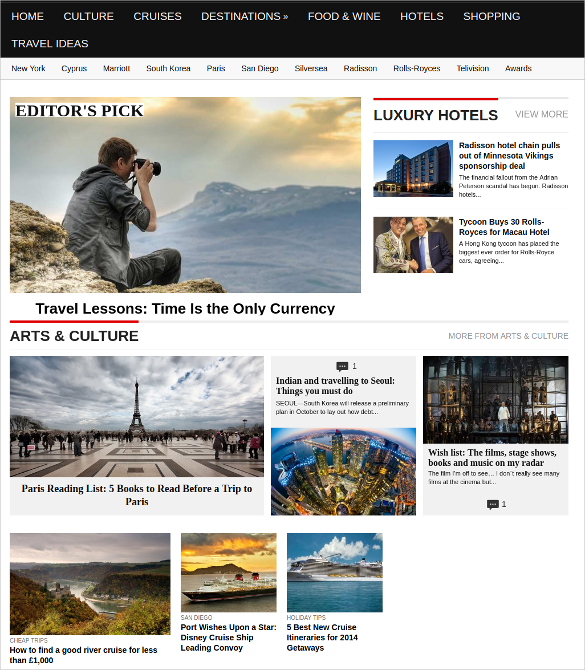 travel magazine wordpress website theme