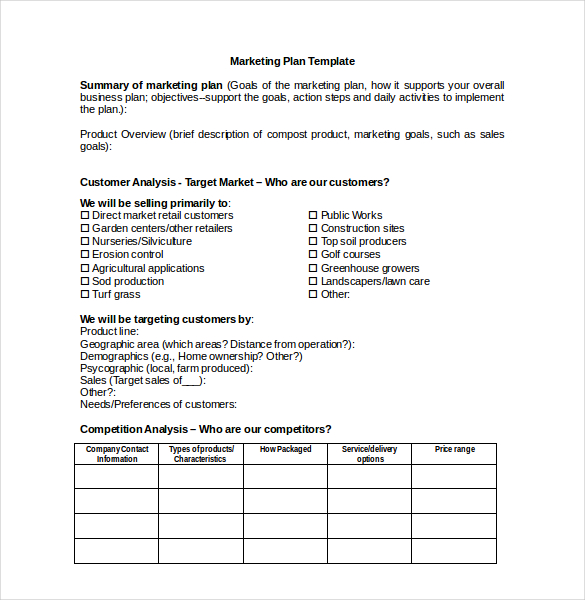 marketing plan template for microsoft word download