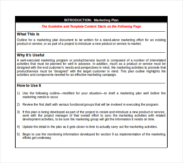 project marketing plan template download in ms word