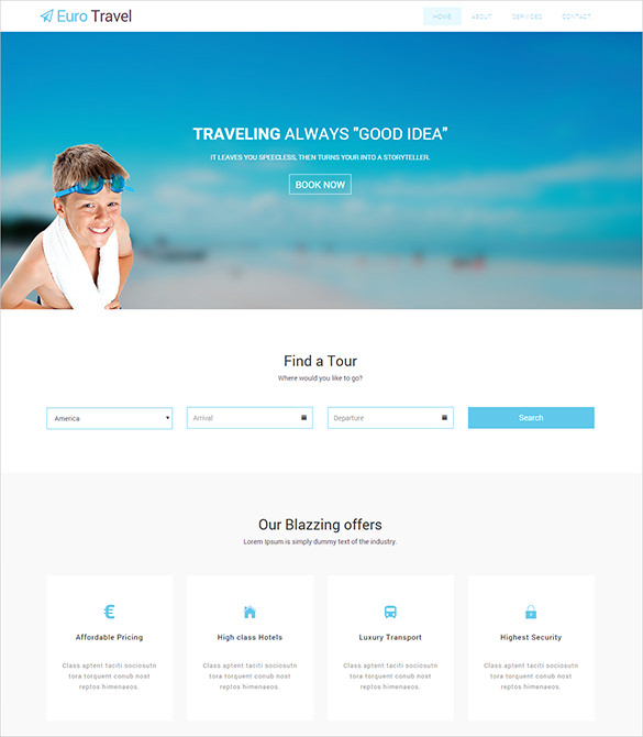 free travel agency html5 bootstrap website theme