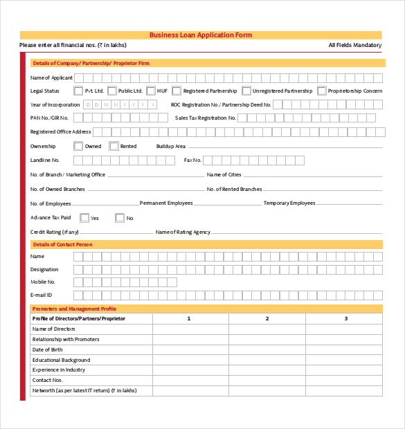 business loan application form pdf download