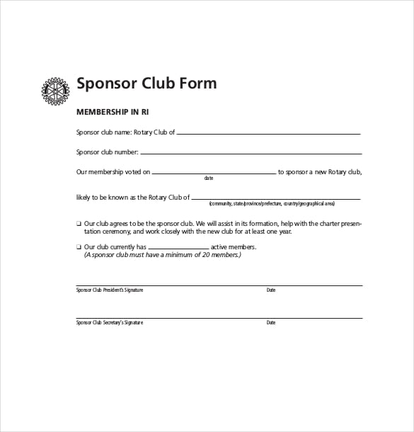 sponsor club application form pdf format free download