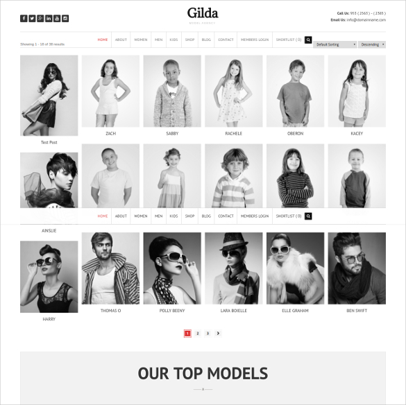 actor model agency wordpress cms theme
