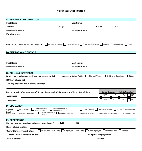 10-volunteer-application-templates-free-sample-example-format