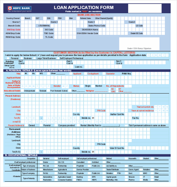 10 Loan Application Templates PDF DOC