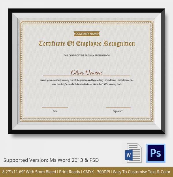 Certificate Of Recognition Template 7 Free Word Pdf Documents Download Free Premium Employee Recognition Template