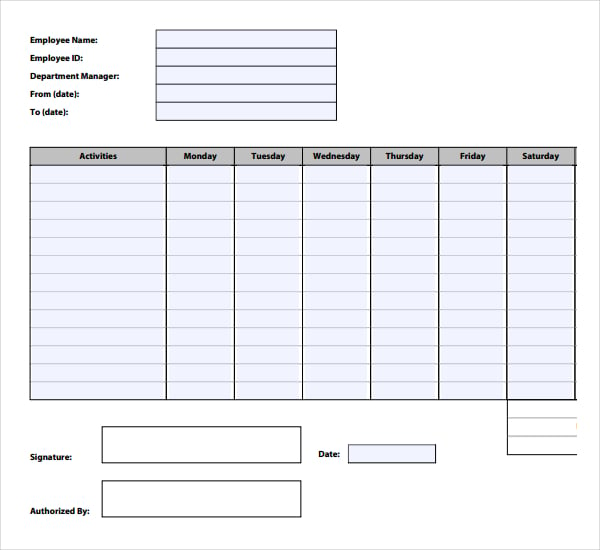 free time tracking template download in pdf