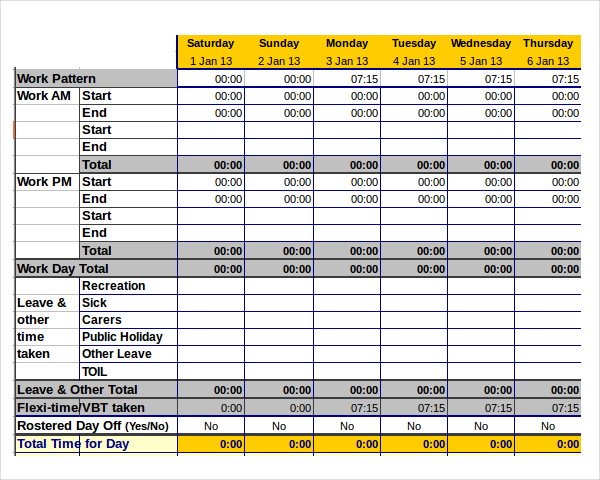 excel time management template