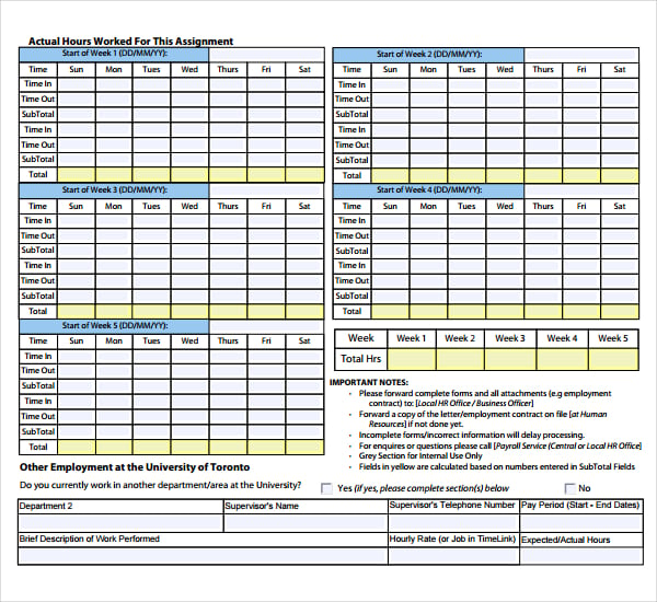 monthly hr timesheet template download in pdf