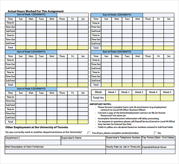 12+ HR Timesheet Templates – Free Sample, Example Format Download