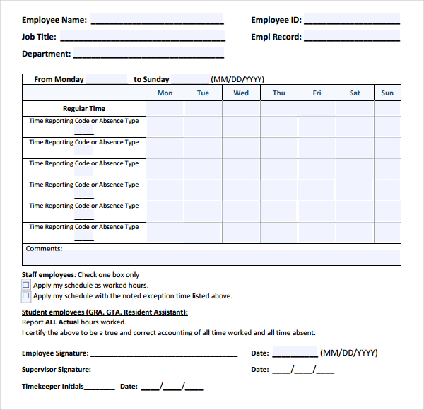 12+ HR Timesheet Templates Free Sample, Example Format Download