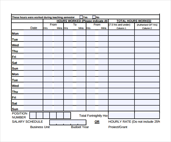 12+ HR Timesheet Templates Free Sample, Example Format Download