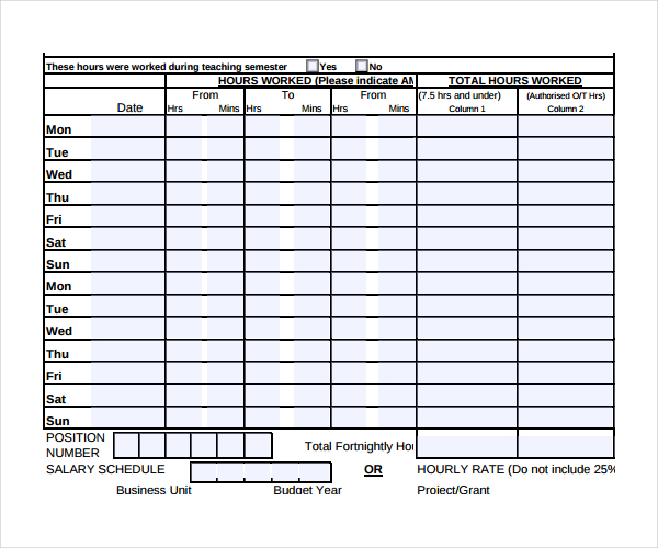 12+ HR Timesheet Templates – Free Sample, Example Format Download