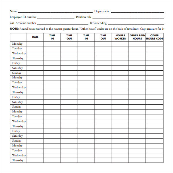 12+ HR Timesheet Templates Free Sample, Example Format Download
