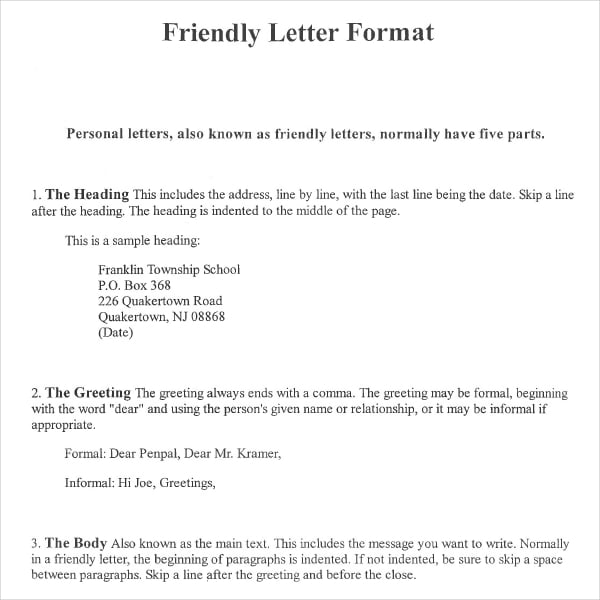 friendly letter writing format pdf free download