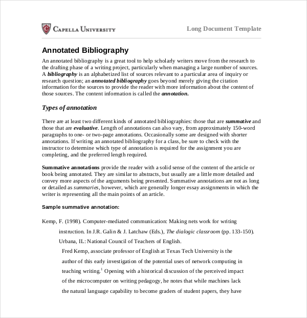 free apa annotated bibliography template