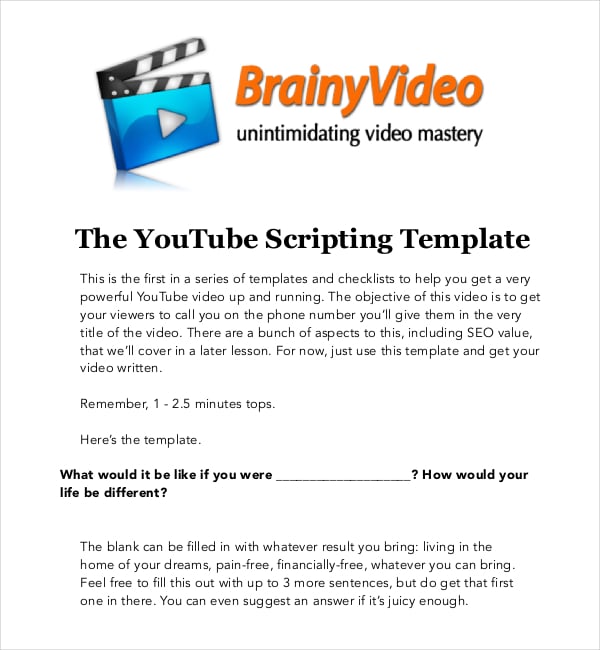 youtube scripting template free pdf download