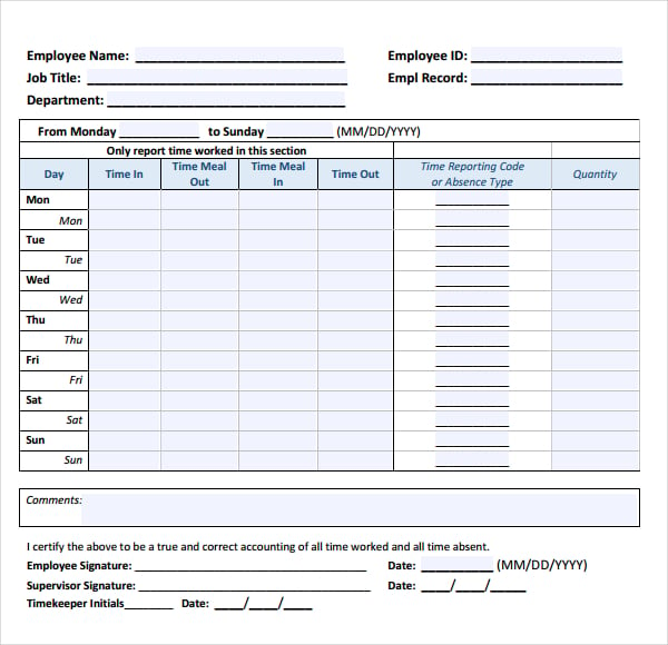 Bi-weekly Timesheet Template – 12+ Free Word, Excel, PDF Documents Download