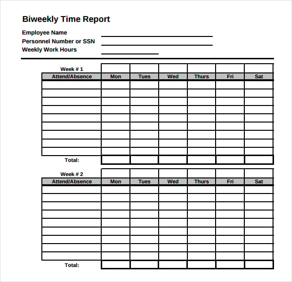 Biweekly Timesheet Template 12+ Free Word, Excel, PDF