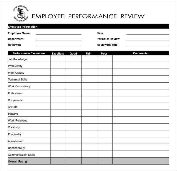 employee performance review write up template pdf free download