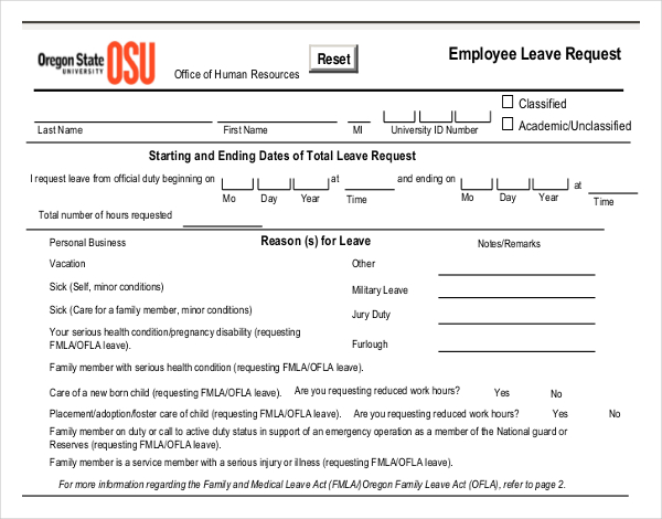 employee leave request write up template pdf free download