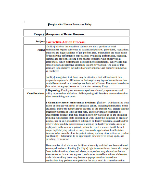 basic hr policy template