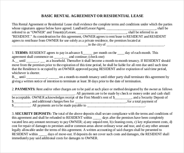 rental agreement template