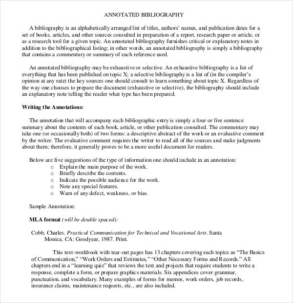 10+ Simple Annotated Bibliography Templates Free Sample, Example