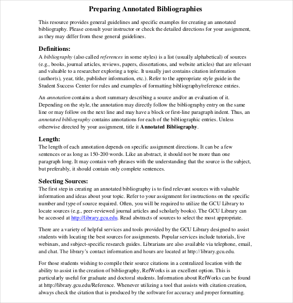 simple praparing annotated bibliography template format