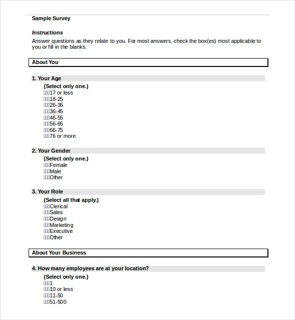 Survey Word Template from images.template.net