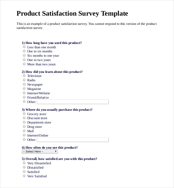 Product Survey Template – 13+ Free Word, PDF Documents Download