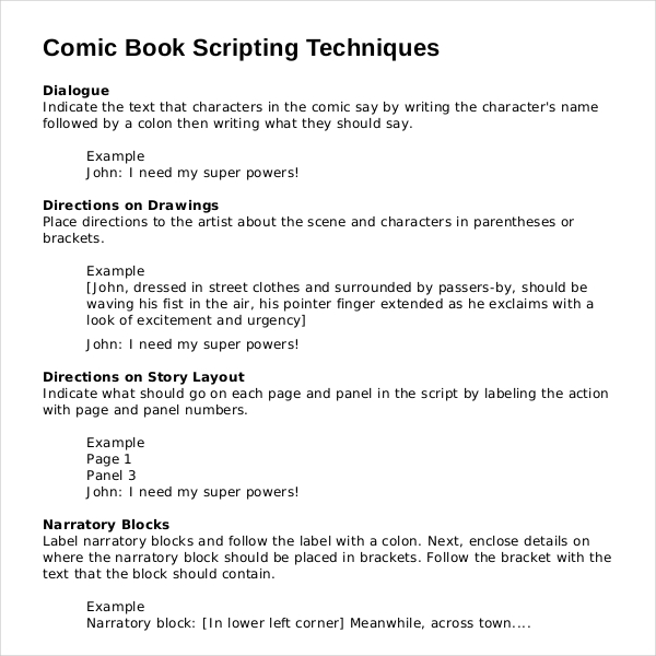 celtx comic book script sample