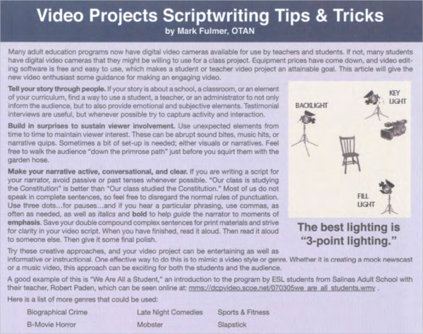 video project script writing template pdf free download