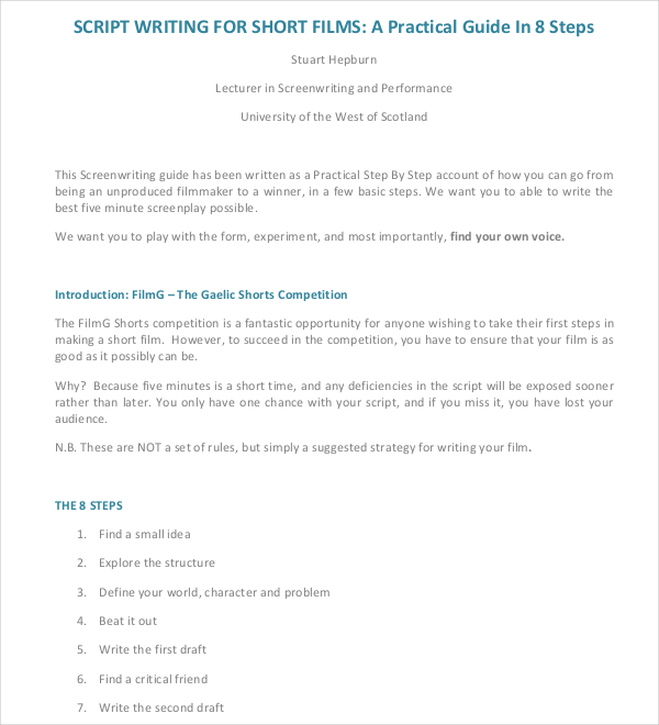 Bengali Film Script Writing Format