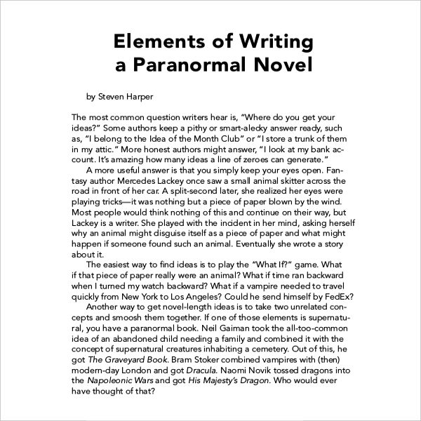 novel book writing template example