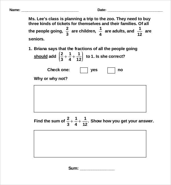 blank common core sheet sample template