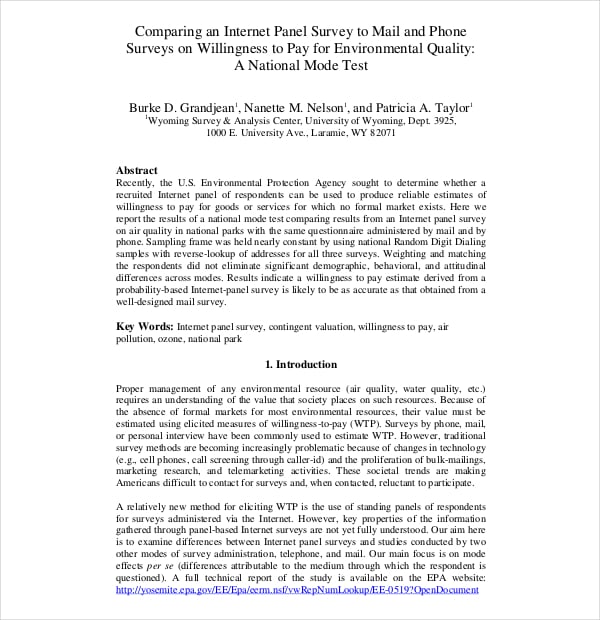 pdf format of comparison internet panel to mail survey