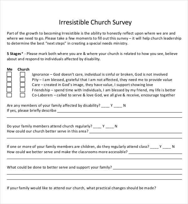 document to download irresistible church survey pdf template