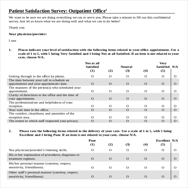 9+ Patient Survey Template Word, PDF
