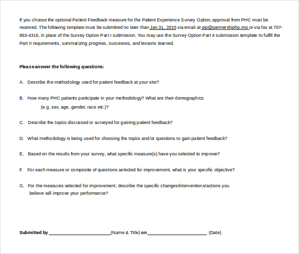 9+ Patient Survey Template - Word, PDF
