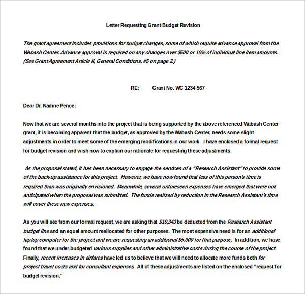 grant writing template letter sample request letters templates example format